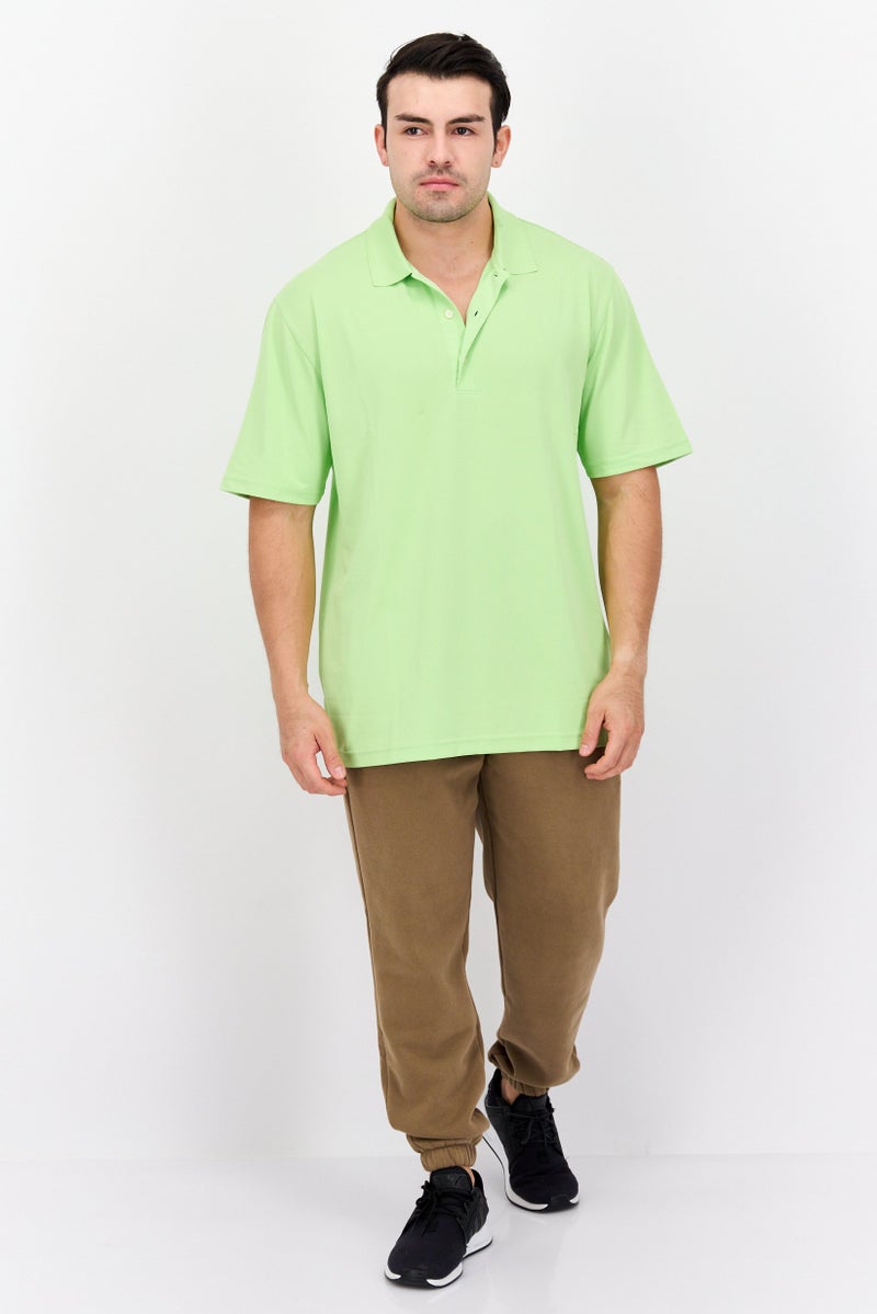 Greg Norman Men Regular Fit Textured Short Sleeves Polo, Lime Green - Image 4